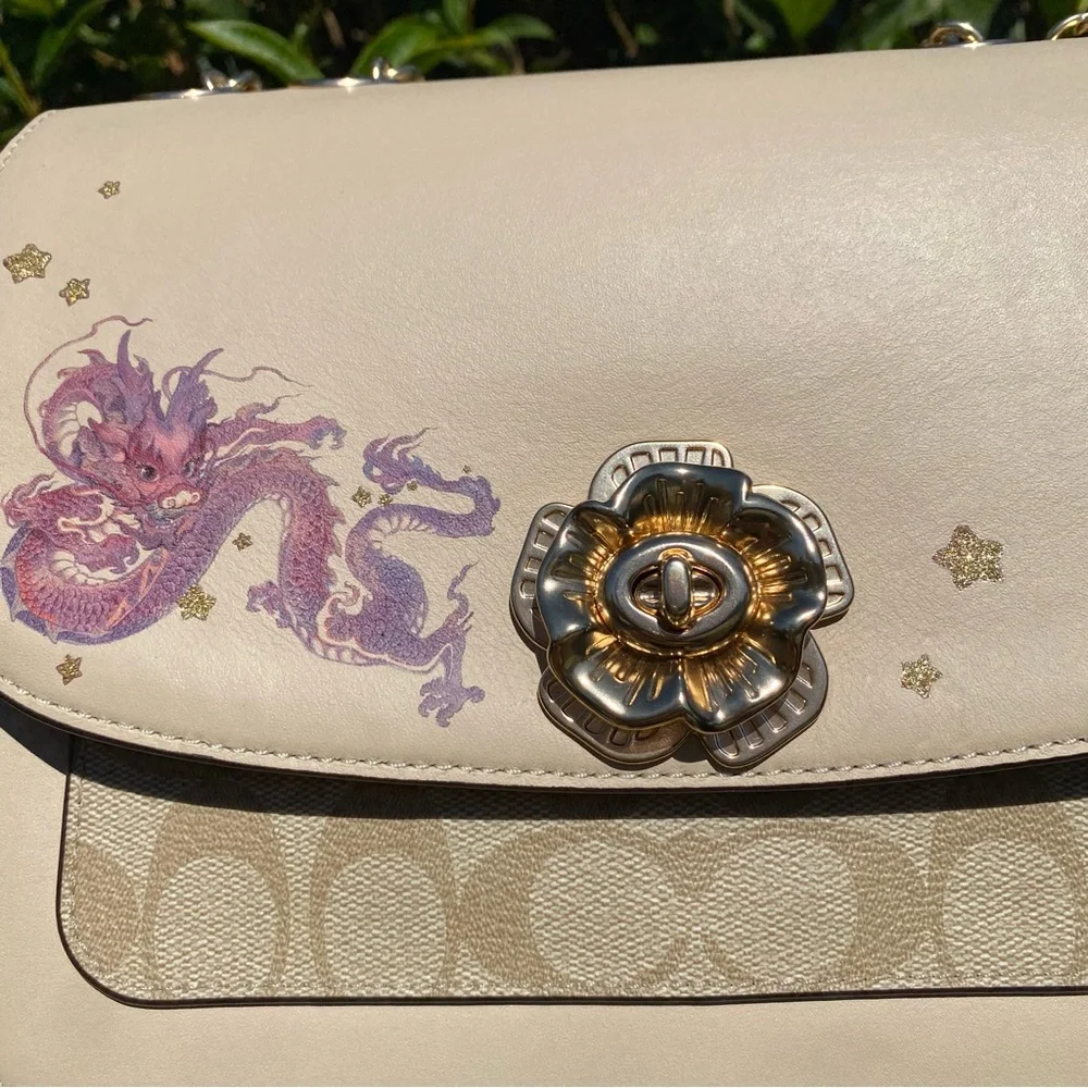 NWT Coach Madison Shoulder Bag With Dragon Print CQ195 - Picture 3 of 13